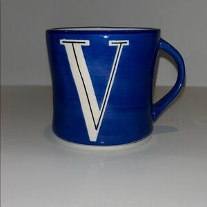 Anthropologie Colorway Hand Painted “V” Monogram Mug
